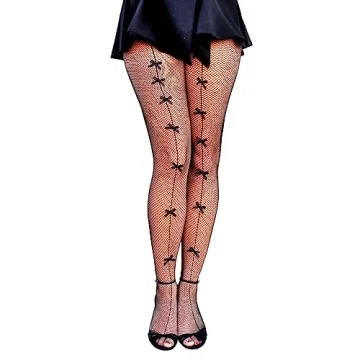 Bow Tie Fishnet Stockings - Trendy Lace Tights for Stylish Women and Teens