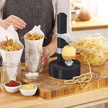SUPOW Electric Potato Peeler Automatic Rotating Fruits Peeler Apple Paring Machine with 2 Extra Blades
