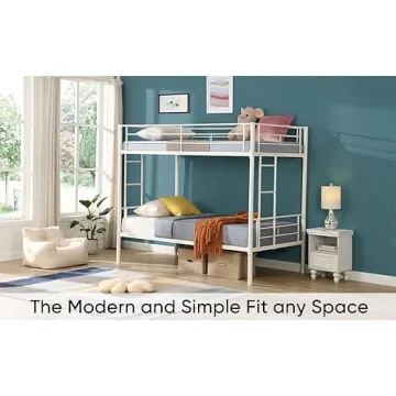 HomJoones Sturdy Twin Over Twin Bunk Bed for Kids