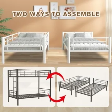 HomJoones Sturdy Twin Over Twin Bunk Bed for Kids