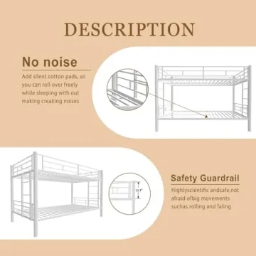 HomJoones Sturdy Twin Over Twin Bunk Bed for Kids