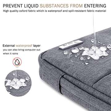 Voova 15 15.6 16 Inch Laptop Sleeve Case with Handle, Waterproof Computer Cover Bag with Pocket Compatible with MacBook Pro 15 16 M1 Pro/Max,15-16 Inch Microsoft Hp Lenovo Acer Asus Chromebook, Grey