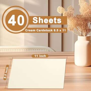 Silunkia 40 Sheets Cream Cardstock 8.5 x 11 Off White Paper, 200gsm/75lb Ivory Card Stock Certificat...