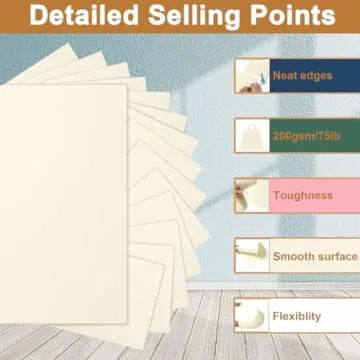 Silunkia 40 Sheets Cream Cardstock 8.5 x 11 Off White Paper, 200gsm/75lb Ivory Card Stock Certificates Paper for DIY Cards Making, Business Cards, Invitations, School Crafting, Menus, Office Printing