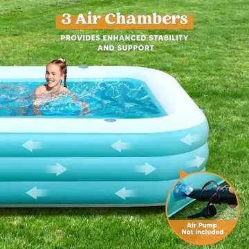 Sloosh Inflatable Pool with Seats, 125" x 68" x 22" Full-Sized Inflatable Swimming Pool, Durable Thickened Above Ground Swimming Pool, Blow Up Family Pool Summer Water Party Backyard Garden Lawn