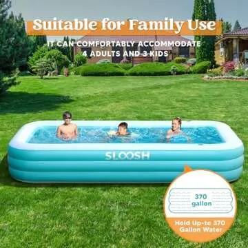 Sloosh Inflatable Pool with Seats, 125" x 68" x 22" Full-Sized Inflatable Swimming Pool, Durable Thickened Above Ground Swimming Pool, Blow Up Family Pool Summer Water Party Backyard Garden Lawn