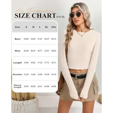 Riyiper 3 Pack Women's Ribbed Crop Tops, Long Sleeve Layer Tight Slim Fit Shirts Basic Crew Neck Tops Fall Y2k Clothes(S,Black, Brown, Cream)