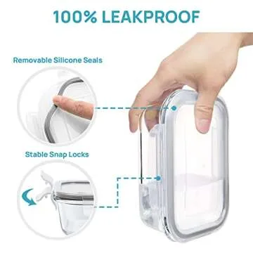 Vtopmart 8 Pack Glass Food Storage Containers with Airtight Lids, Glass Meal Prep Containers, Bento Boxes for Lunch, for Microwave, Oven, Freezer and Dishwasher, BPA Free