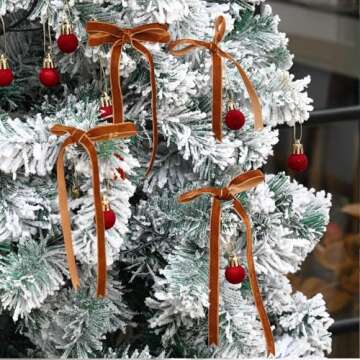 Chuangdi 3/8 Inch, 30 Yard Christmas Ginger Velvet Ribbon Wide Vintage Velvet Ribbons for Christmas Tree Ornaments Flower Bouquets Wedding Wreath Bow Making DIY Craft Choker