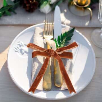 Chuangdi 3/8 Inch, 30 Yard Christmas Ginger Velvet Ribbon Wide Vintage Velvet Ribbons for Christmas Tree Ornaments Flower Bouquets Wedding Wreath Bow Making DIY Craft Choker