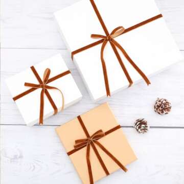 Chuangdi 3/8 Inch, 30 Yard Christmas Ginger Velvet Ribbon Wide Vintage Velvet Ribbons for Christmas Tree Ornaments Flower Bouquets Wedding Wreath Bow Making DIY Craft Choker