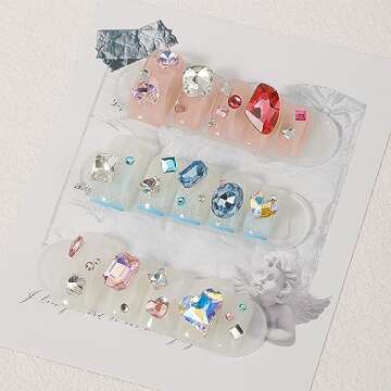 Nail Charms Rhinestone Mixed Large Crystal Stone Pink Purple Bling Big Nail Gems Rhinestones DIY Nail Jewelry 3D Nail Art AB Rhinestones Diamonds for Nail Art Decoration