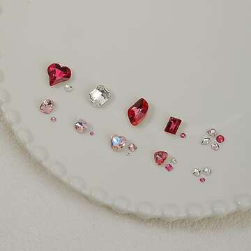 Nail Charms Rhinestone Mixed Large Crystal Stone Pink Purple Bling Big Nail Gems Rhinestones DIY Nail Jewelry 3D Nail Art AB Rhinestones Diamonds for Nail Art Decoration