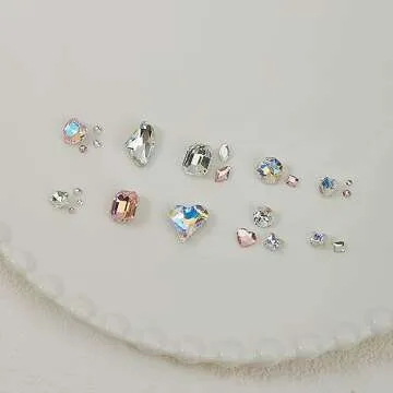 Nail Charms Rhinestone Mixed Large Crystal Stone Pink Purple Bling Big Nail Gems Rhinestones DIY Nail Jewelry 3D Nail Art AB Rhinestones Diamonds for Nail Art Decoration