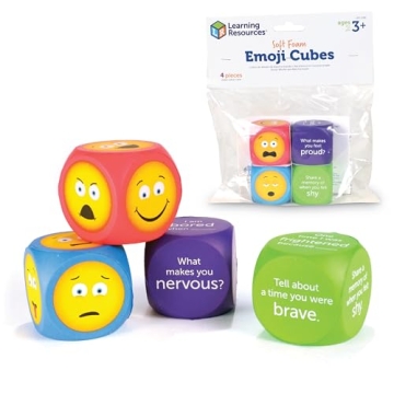 Learning Resources Soft Foam Emoji Cubes, Set of 4, Ages 3+, Conversation Cubes for Kids, Social Emo...