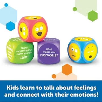 Learning Resources Soft Foam Emoji Cubes, Set of 4, Ages 3+, Conversation Cubes for Kids, Social Emotional Learning,