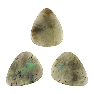 Labradorite Stone Guitar Or Bass Pick - 3.0 mm Ultra Heavy Gauge - 351 Shape - Specialty Handmade Ge...