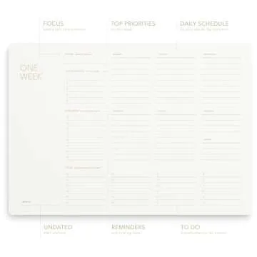 Pinesman - One Week - Elegant Undated Weekly Desk Planner, Gold Foiled, A4, Minimalist Weekly To Do List Notepad, Daily Schedule, Week Planner Pad, Eco-friendly, FSC™ Certified Work Planner