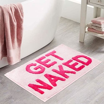Get Naked Bath Mat Cute Bathroom Rugs Non Slip Microfiber Bath Rugs Funny Bathroom Decor for Apartme...