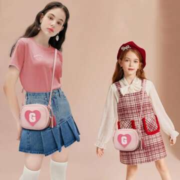 KKXIU Kids Purse Toddler Gifts for Girls and Women Vegan Leather Crossbody Bag with Tassel (G)