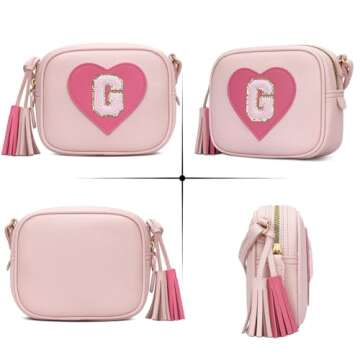 KKXIU Kids Purse Toddler Gifts for Girls and Women Vegan Leather Crossbody Bag with Tassel (G)