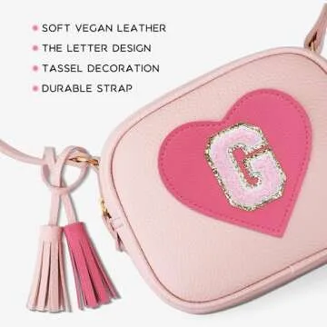 KKXIU Kids Purse Toddler Gifts for Girls and Women Vegan Leather Crossbody Bag with Tassel (G)