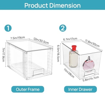 Vtopmart Large Stackable Storage Drawers - 4 Pack