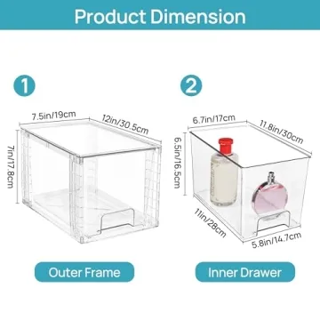 Vtopmart Large Stackable Storage Drawers - 4 Pack