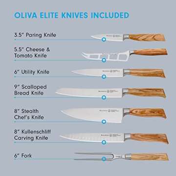 Messermeister Oliva Elite 8-Piece Knife Set with Magnet Block