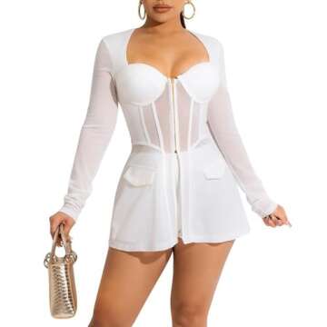 CUTUBLY 2 Piece Women’s Sexy Clubwear Romper Jumpsuit