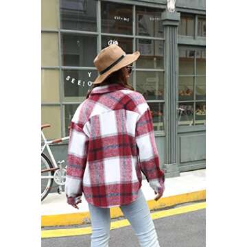 BOUTIKOME Womens Plaid Shacket Stylish Flannel Jacket