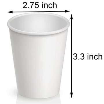Axe Sickle 100 Pcs 8 Oz Disposable Paper Cups, Hot and Cold Beverage Drinking Cup for Coffee, Water, Juice for Party, Picnic,Travel,and Events