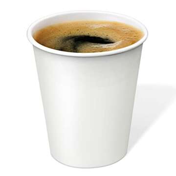 Axe Sickle 100 Pcs 8 Oz Disposable Paper Cups, Hot and Cold Beverage Drinking Cup for Coffee, Water, Juice for Party, Picnic,Travel,and Events