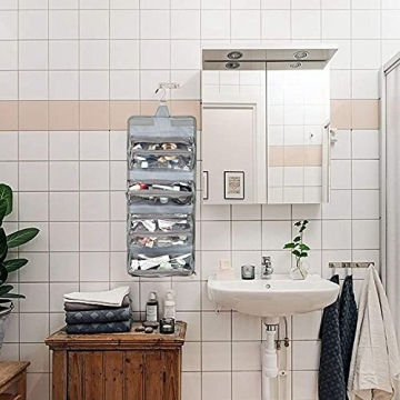 TSA Approved Roll Up Makeup Bag with Clear Pouches Grey