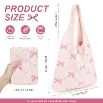 KPX Crochet Tote Bag, Beach Mesh Knitted Bag Large Aesthetic Shoulder Bag Handbags Hollow Hobo Bag f...