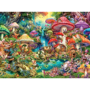 Merry Mushroom Village Picnic 1000 Piece Puzzle