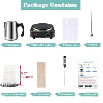 Haccah Candle Making Kit, Wax Melter for Candle Making, DIY Candle Making Supplies for Adults,Beginners, Including 500w Electric Stove,900ml Melting Wax Pouring Pot, Thermometer, Spoon, Candle Wick