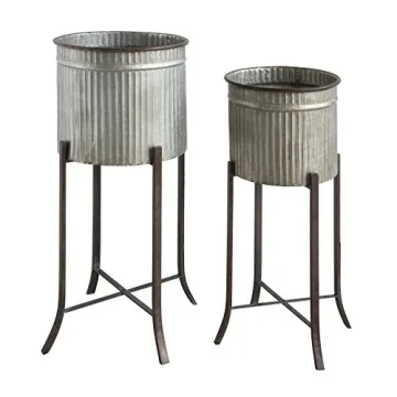Creative Co-Op Set of 2 Iron Planters for Home Decor