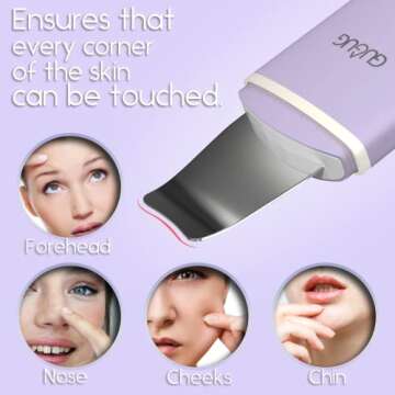 GUGUG Skin Scrubber Face Spatula, 4 Modes Skin Spatula Blackhead Remover Pore Cleaner-Purple