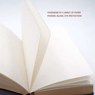 BenOpinion Thick Journal, Blank Premium Papers with Golden Rim, Hardcover Notebook with Black Soft Faux Leather Cover, 416 Pages 208 Sheets A5 Sketchbook for Writing Drawing