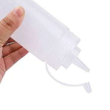 Bekith 12 pack 12 Oz Plastic Squeeze Condiment Bottles with Twist On Cap Lids and Discrete Measurements, Wide Mouth Empty Squirt Bottle For Sauce, Ketchup, BBQ, Dressing, Paint