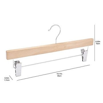 Amazon Basics Wooden Pants Hangers with Clips 10-Pack