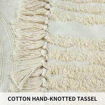 Boho Runner Rug 2'x4.3' Cotton Hand Woven Area Rug with Tassels Machine Washable Rainbow Rug Farmhouse Kitchen Rugs Hallway Runner Rug Carpet for Laundry Bedroom Living Room Kitchen