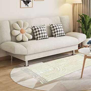 Boho Runner Rug 2'x4.3' Cotton Hand Woven Area Rug with Tassels Machine Washable Rainbow Rug Farmhouse Kitchen Rugs Hallway Runner Rug Carpet for Laundry Bedroom Living Room Kitchen