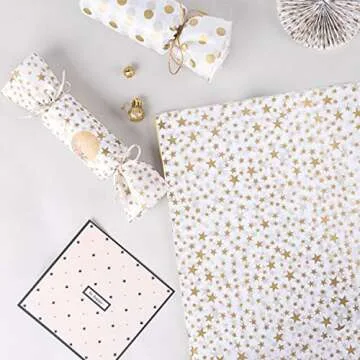 RUSPEPA Gift Wrapping Tissue Paper - Metallic Gold Star Print Tissue Paper Bulk for Gift Wrap, Art Crafts, DIY, Pack Bags - 19.5 x 27.5 inches - 25 Sheets