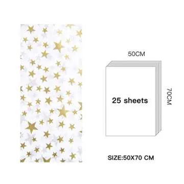 RUSPEPA Gift Wrapping Tissue Paper - Metallic Gold Star Print Tissue Paper Bulk for Gift Wrap, Art Crafts, DIY, Pack Bags - 19.5 x 27.5 inches - 25 Sheets