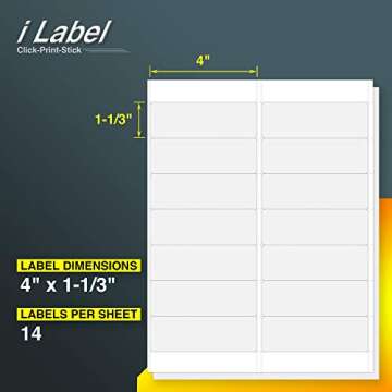 14UP 4" x 1-1/3" Address Labels for Laser & Inkjet Printers[100 Sheets,1400 Labels]