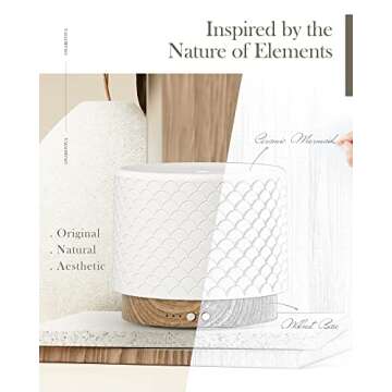 Essential Oil Diffuser, Aesthetic Ceramic Diffusers for Essential Oils,Ultrasonic 280ml Aroma Fragra...