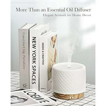 Essential Oil Diffuser, Aesthetic Ceramic Diffusers for Essential Oils,Ultrasonic 280ml Aroma Fragrance Diffuser with Cool Mist Humidifier Deffuser for Home,Office,Yoga,Bathroom,Modern Commercial