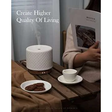 Essential Oil Diffuser, Aesthetic Ceramic Diffusers for Essential Oils,Ultrasonic 280ml Aroma Fragrance Diffuser with Cool Mist Humidifier Deffuser for Home,Office,Yoga,Bathroom,Modern Commercial